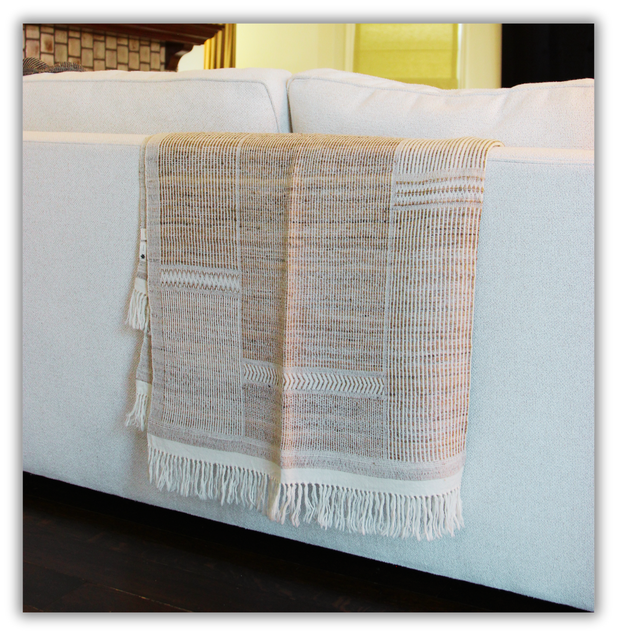Diwan handwoven wool and silk throw in Carmel