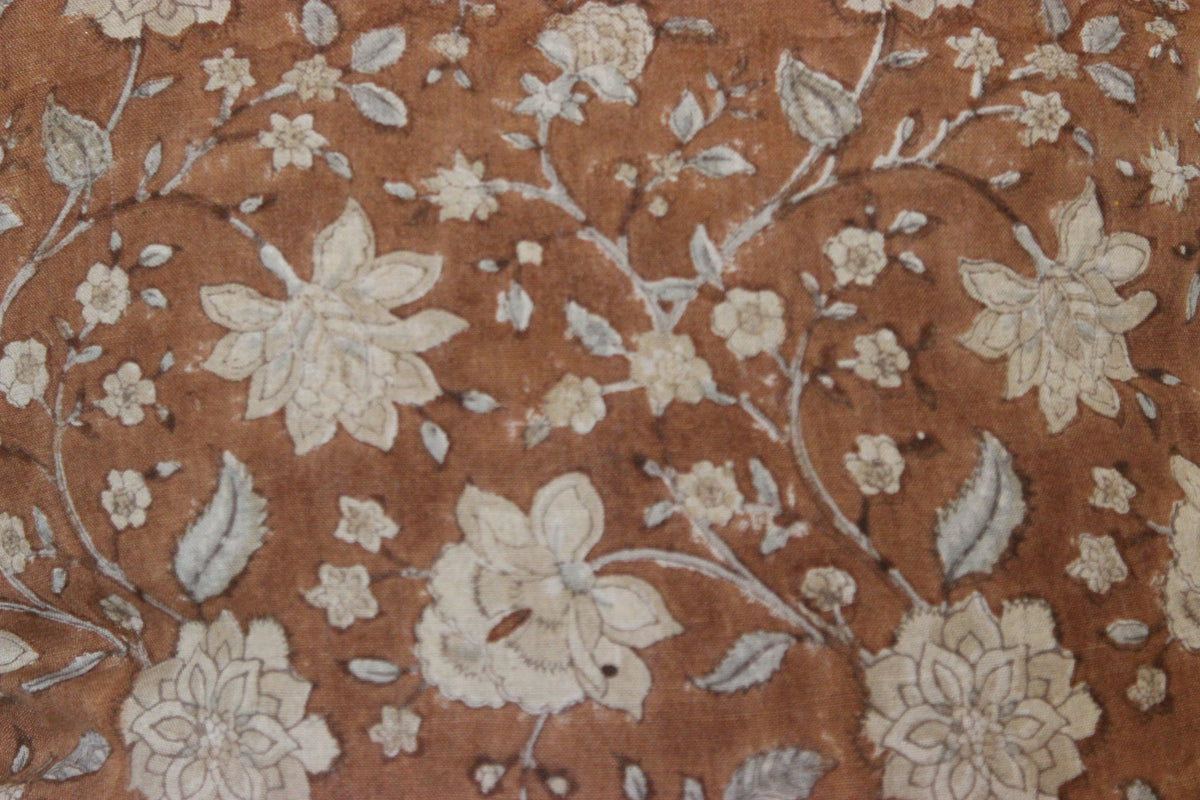 Diwan hand block printed linen cushion cover, 20 × 20 in