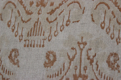 Diwan hand block printed linen cushion cover, 20 × 20 in