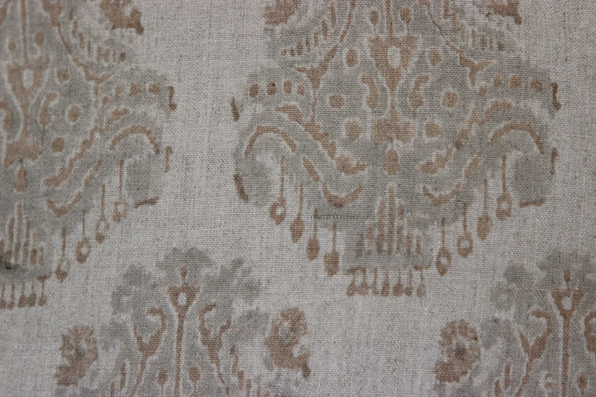 Diwan hand block printed linen cushion cover, 20 × 20 in