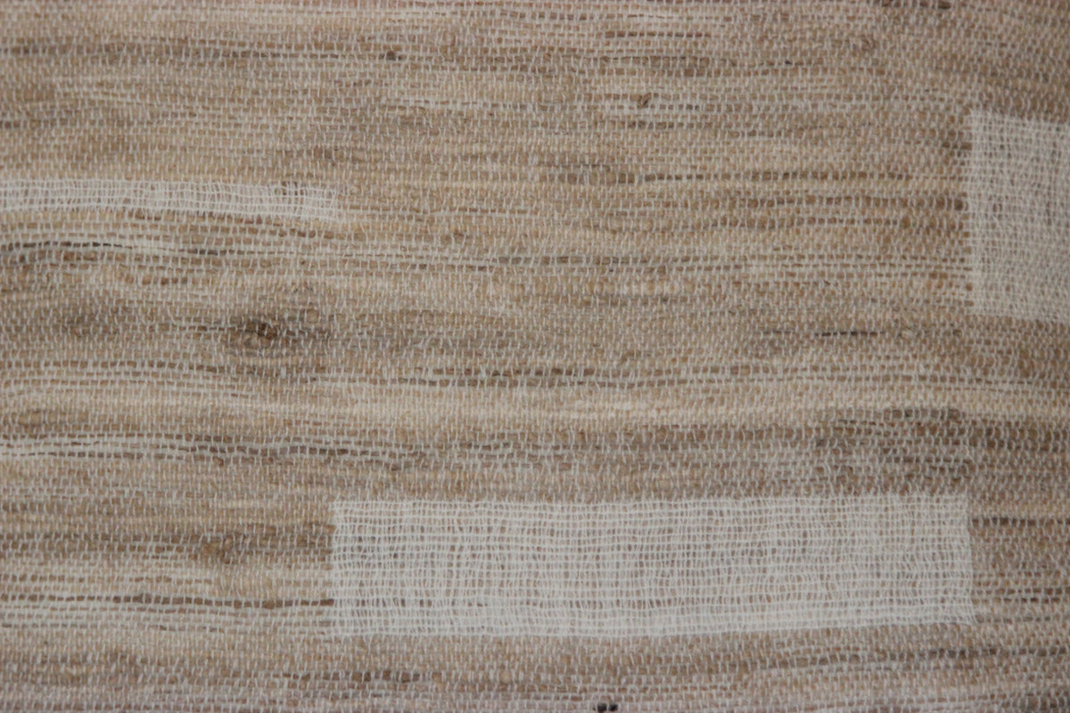 Diwan handwoven wool and silk cushion in Montecito: ivory blocks on taupe and sand