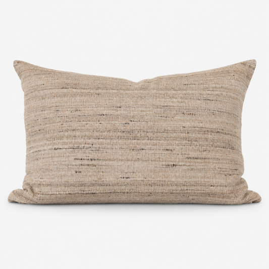 Diwan Coronado lumbar cushion, plain-woven wool and tussar silk, 16 × 24 in